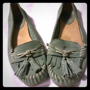 Frye Suede Alex Tassel Moc Moccasin Flats Mint